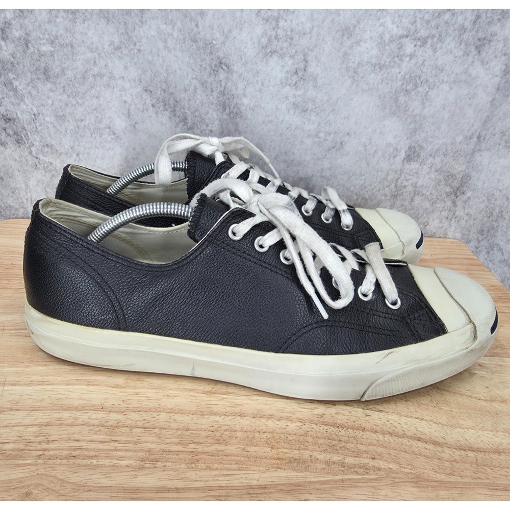 Converse Jack Purcell Sneakers Mens 12 Black Leather Low Top Casual Shoes AS962